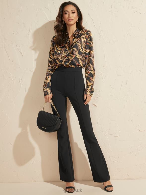 GUESS Women Chloe Flared Pant Black Apparel V28V62123