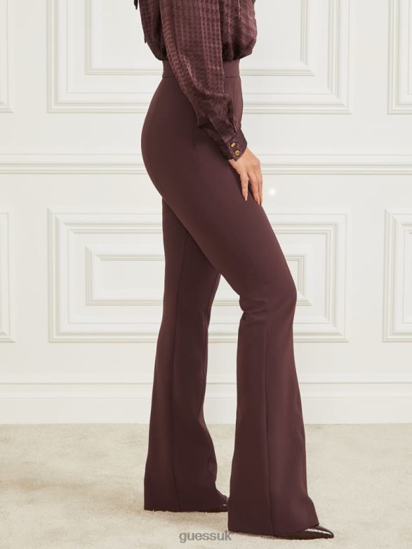 GUESS Women Chloe Flared Pant Dark Bourbon Apparel V28V62244
