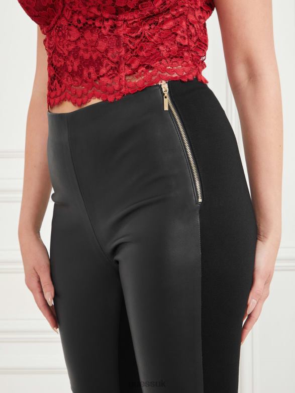 GUESS Women Coy High-Rise Leather Legging Jet Black Apparel V28V62064