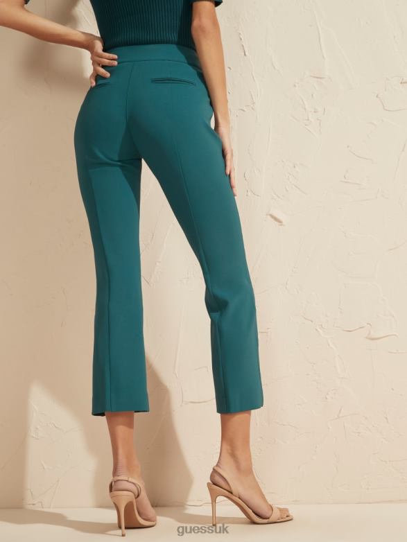 GUESS Women Evelyn Cropped Pant Regal Teal Multi Apparel V28V62163