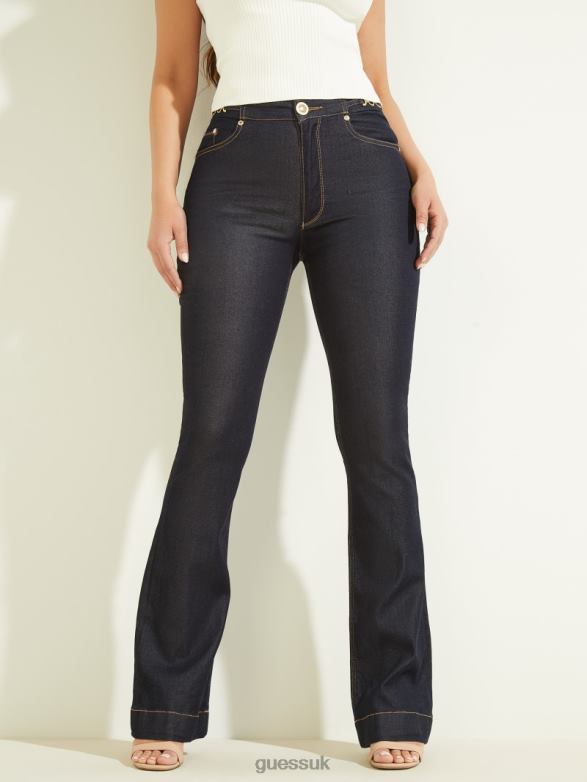 GUESS Women Fit and Flare Denim Pant Blue Rinse Wash Apparel V28V653