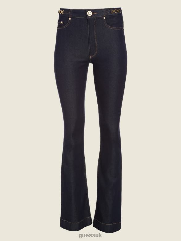 GUESS Women Fit and Flare Denim Pant Blue Rinse Wash Apparel V28V653