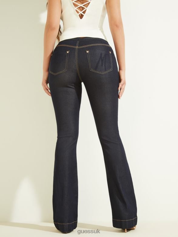 GUESS Women Fit and Flare Denim Pant Blue Rinse Wash Apparel V28V653