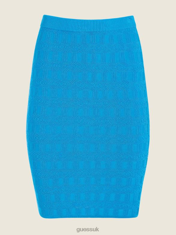 GUESS Women Grecian Link Sweater Cerulean Blue Apparel V28V62288