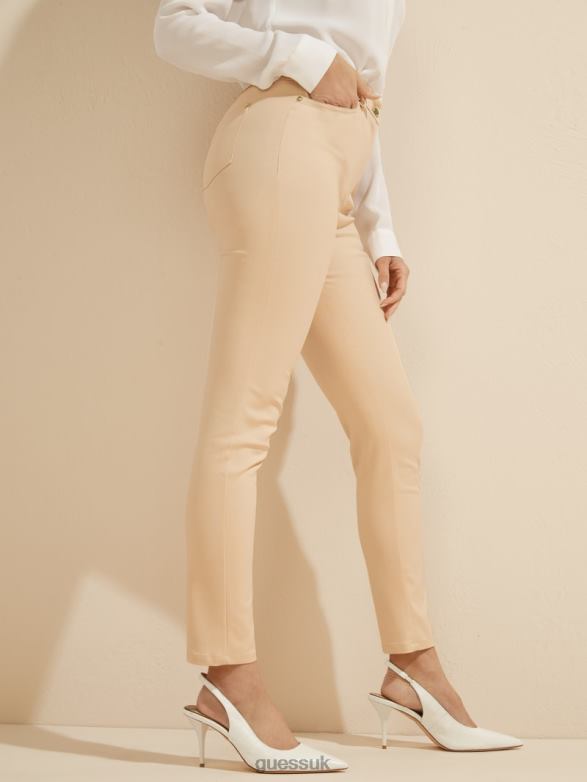 GUESS Women Hollywood Skinny Pant Neutral Ivory Apparel V28V62133