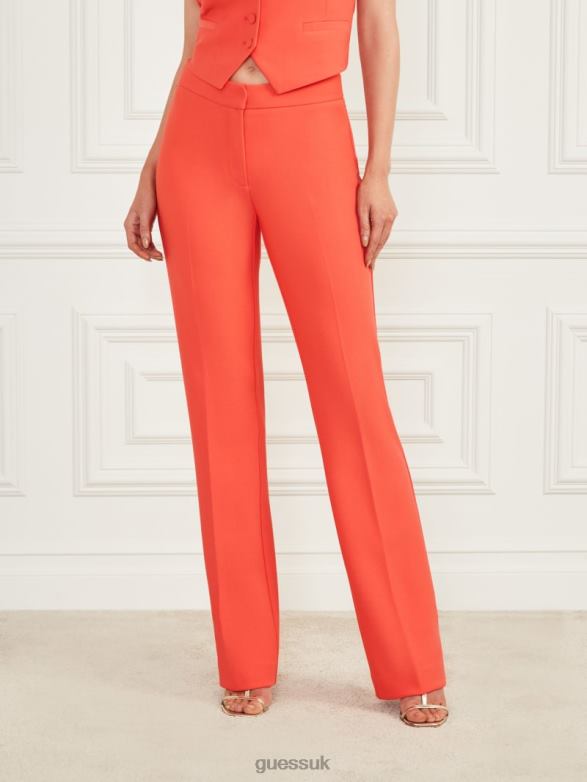 GUESS Women Jacqueline Pant Vivacious Coral Apparel V28V62051