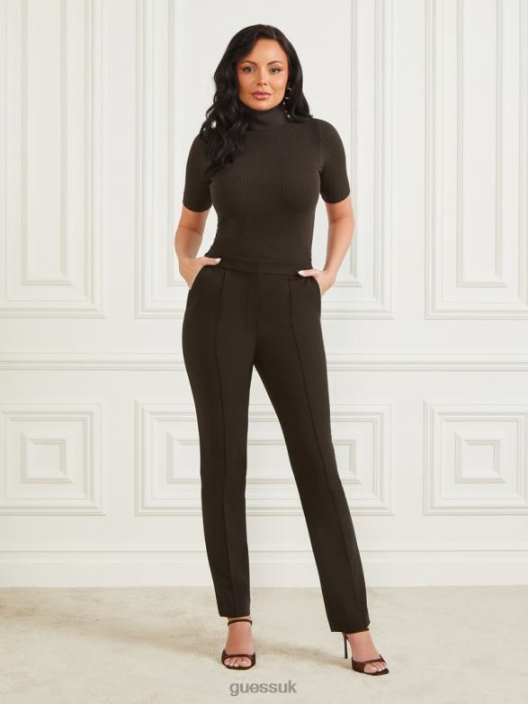 GUESS Women Logan Straight Leg Pant Dark Roast Apparel V28V62319