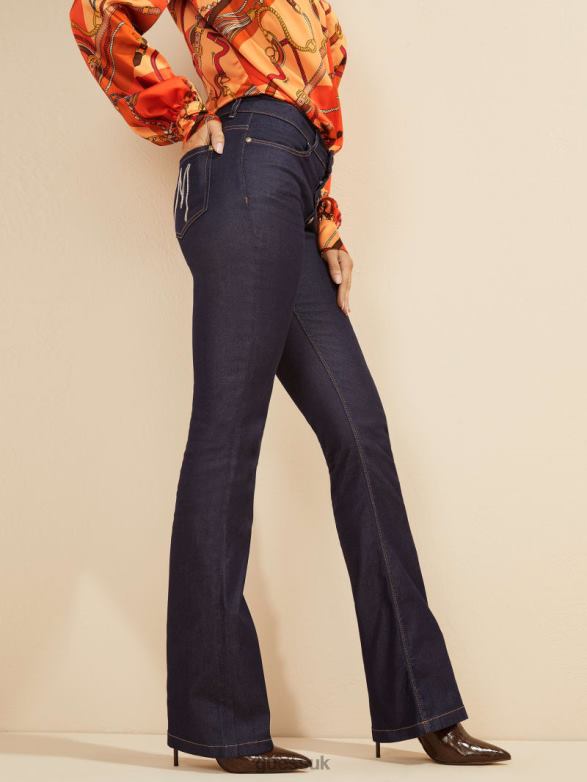 GUESS Women Mini Flare Denim Pant Blue Rinse Wash Apparel V28V650