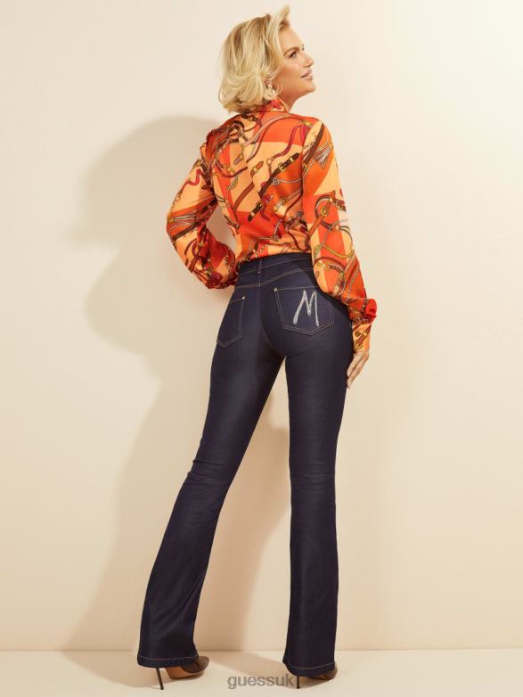 GUESS Women Mini Flare Denim Pant Blue Rinse Wash Apparel V28V650