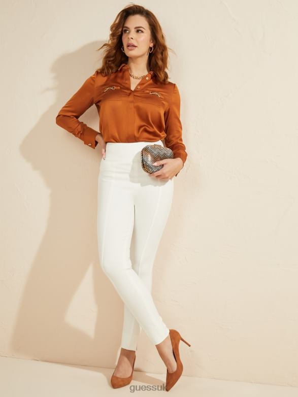 GUESS Women Moxie High-Rise Skinny Pant Pale Pearl Apparel V28V62081