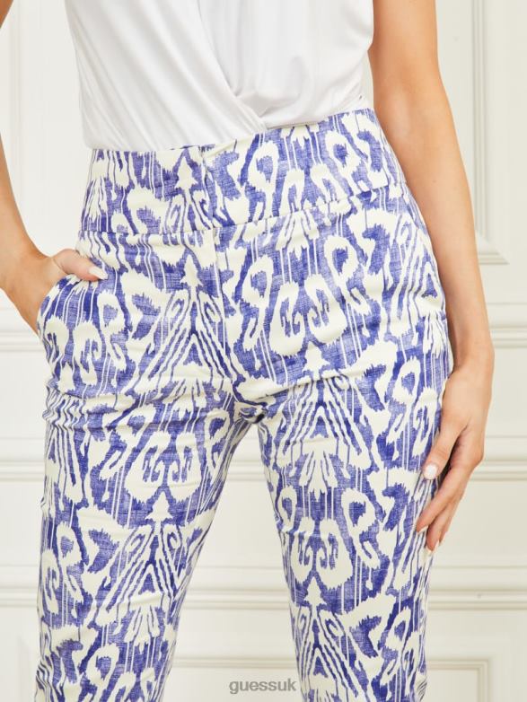 GUESS Women Shelly Printed Pant Substance Blue Print Apparel V28V62104