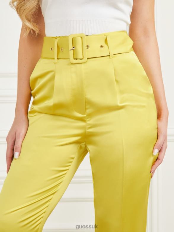 GUESS Women The New Atlas Pant Green Sheen Apparel V28V62119