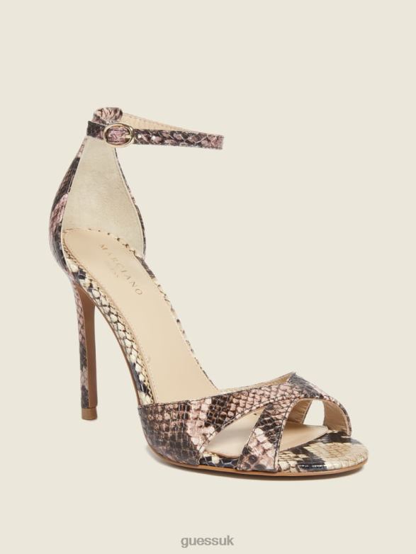 GUESS Women Abiele Leather Stiletto Sandal Light Pink 680 Footwear V28V63442