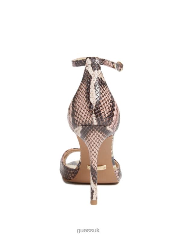 GUESS Women Abiele Leather Stiletto Sandal Light Pink 680 Footwear V28V63442