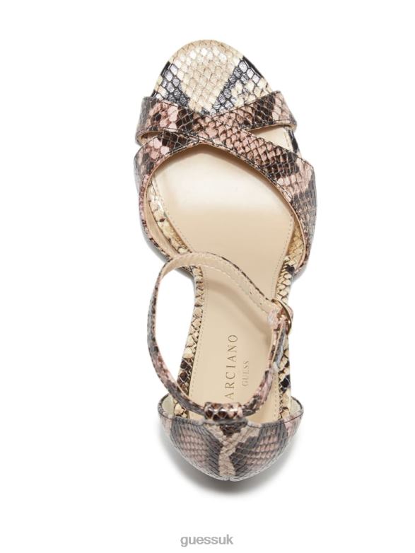 GUESS Women Abiele Leather Stiletto Sandal Light Pink 680 Footwear V28V63442