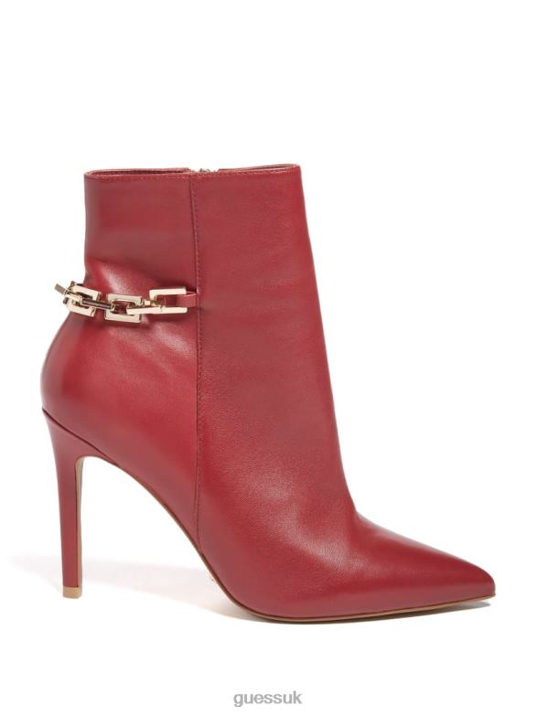 GUESS Women Bale Leather Bootie Medium Red Footwear V28V63506