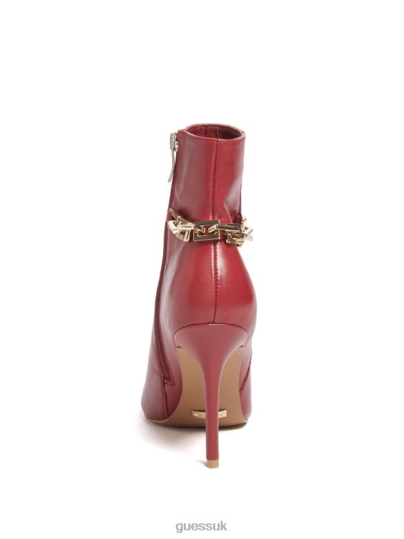 GUESS Women Bale Leather Bootie Medium Red Footwear V28V63506