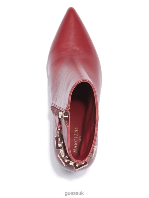 GUESS Women Bale Leather Bootie Medium Red Footwear V28V63506