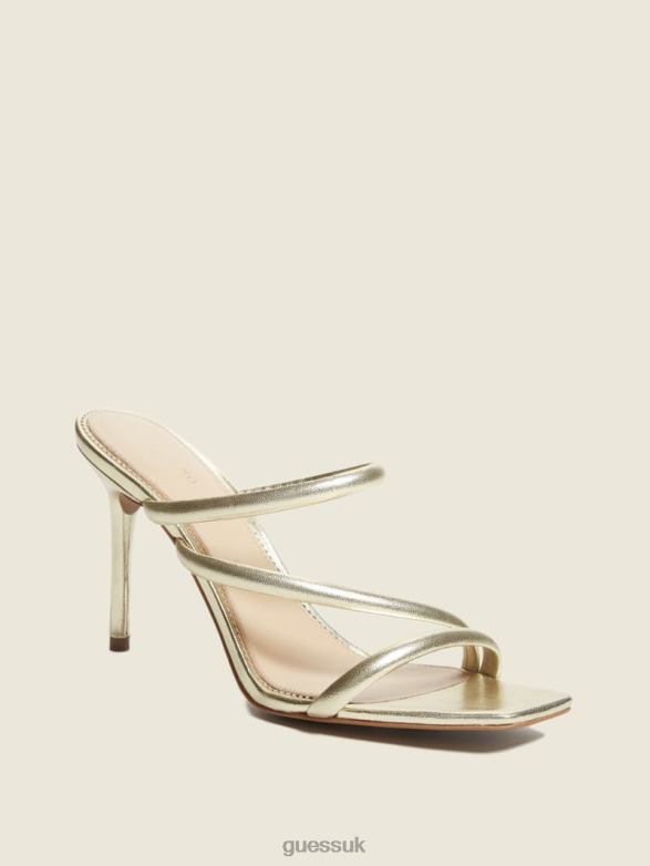 GUESS Women Dorila Leather Strappy Sandal Gld-1 Gold Footwear V28V63471