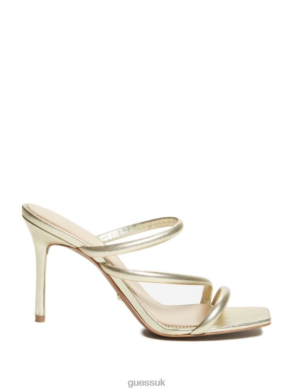 GUESS Women Dorila Leather Strappy Sandal Gld-1 Gold Footwear V28V63471