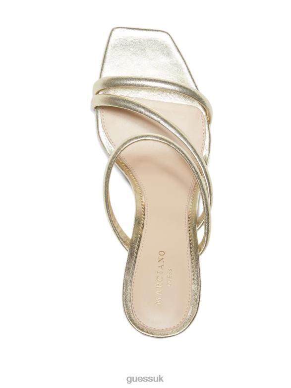 GUESS Women Dorila Leather Strappy Sandal Gld-1 Gold Footwear V28V63471