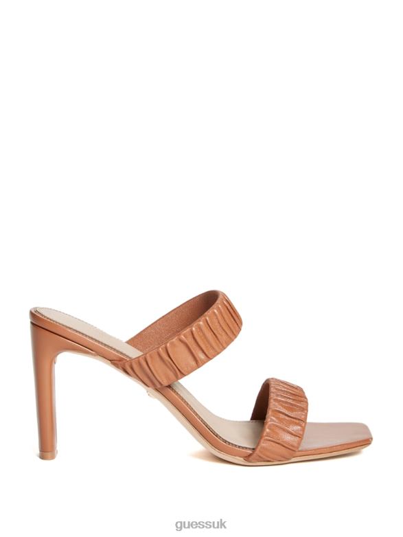GUESS Women Elena Ruched Sandal Sugar Almond Footwear V28V63432