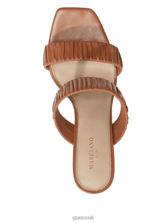 GUESS Women Elena Ruched Sandal Sugar Almond Footwear V28V63432
