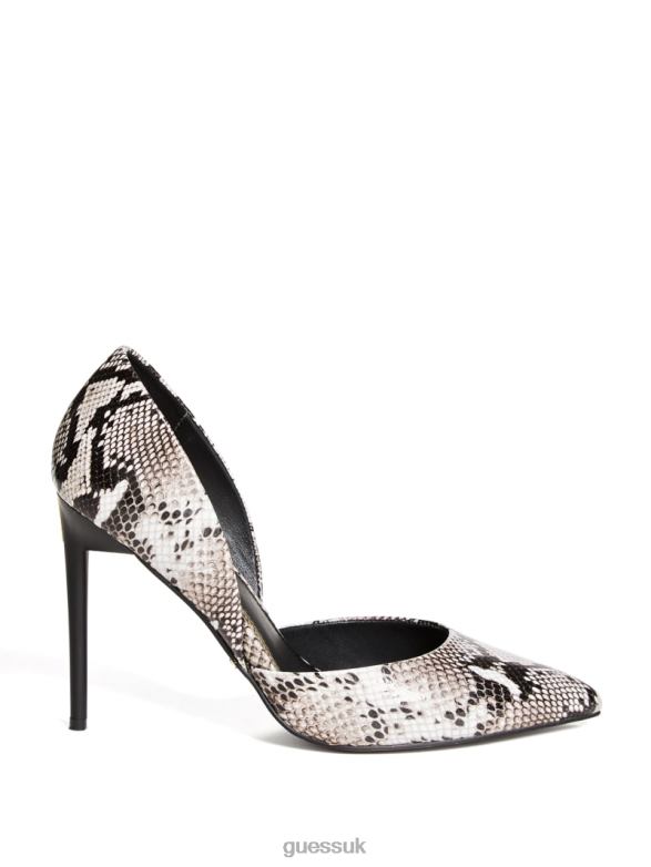 GUESS Women Heartbreaker Python Pump Jet Black Multi Footwear V28V63440