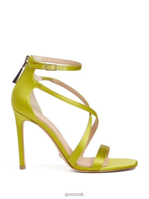 GUESS Women Satin Strappy Heel Green Patent Footwear V28V63431