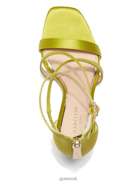 GUESS Women Satin Strappy Heel Green Patent Footwear V28V63431