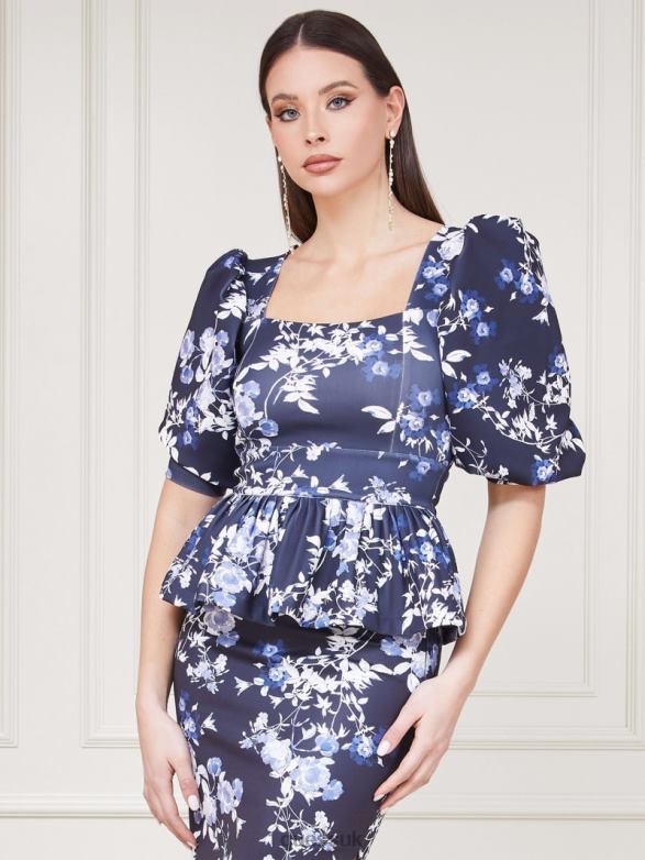 GUESS Women Alexis Petal Pose Top Petal Pose Indigo Apparel V28V61705