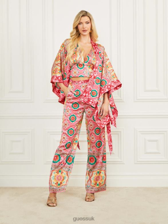 GUESS Women Babylon Scarf Crop Top Babylon Blanket Print Apparel V28V61082
