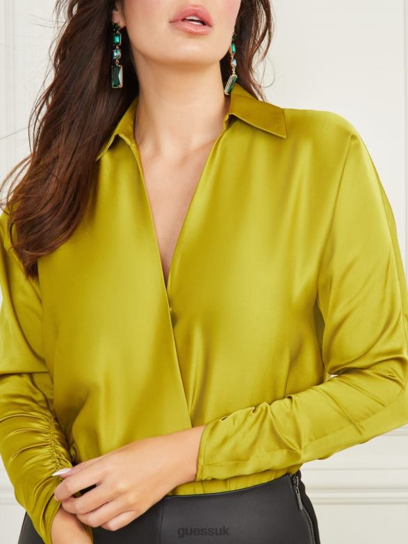 GUESS Women Beverly Bodysuit Chartreuse Shock Apparel V28V61148