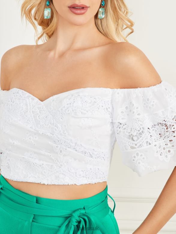 GUESS Women Cassandra Crop Top Blanc Pur Apparel V28V6987
