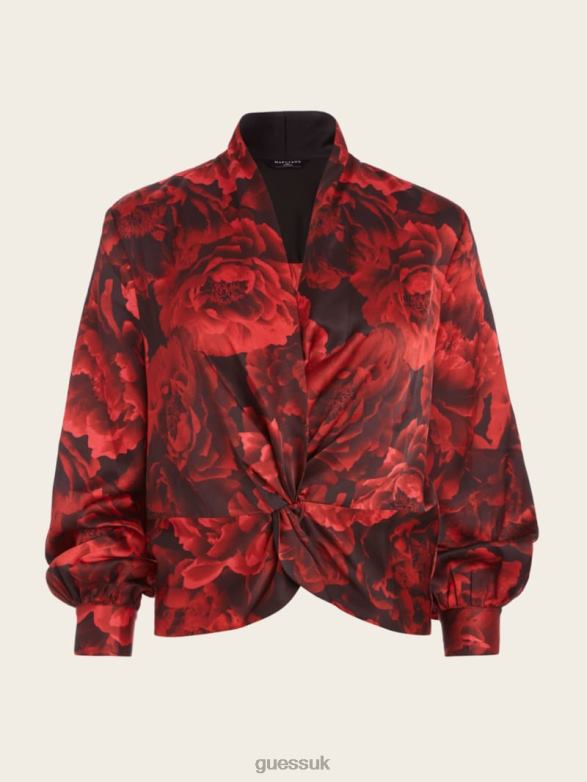 GUESS Women Daphne Blouse Passion Flower Print Apparel V28V61269