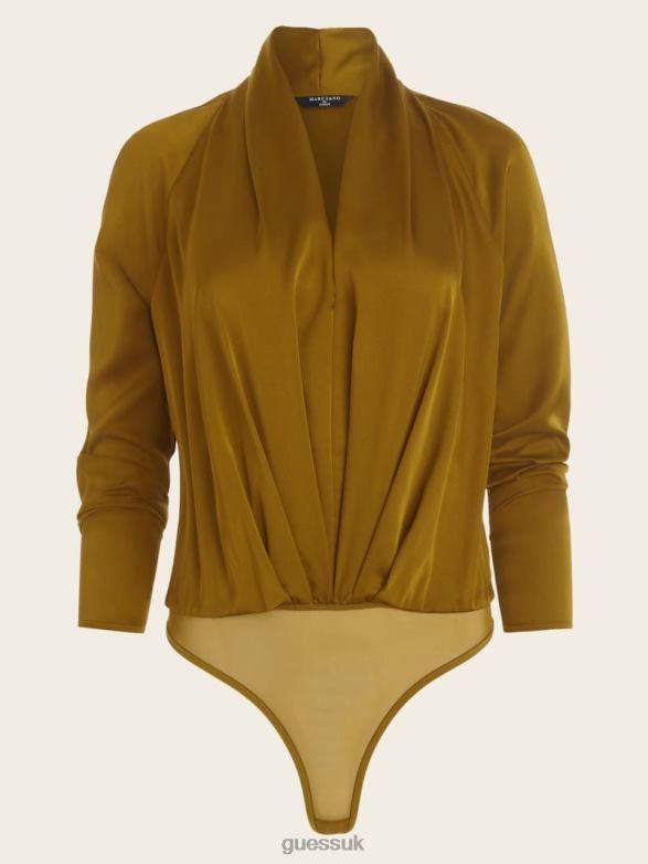 GUESS Women Delilah Bodysuit Olive Gold Apparel V28V61600