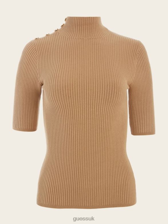 GUESS Women Eco Flora Rib Turtleneck Sweater Blonde Ambition Apparel V28V61587