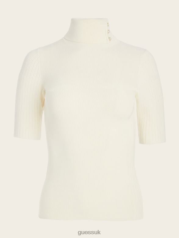 GUESS Women Eco Lena Turtleneck Ribbed Top Sandy Shore Apparel V28V61590