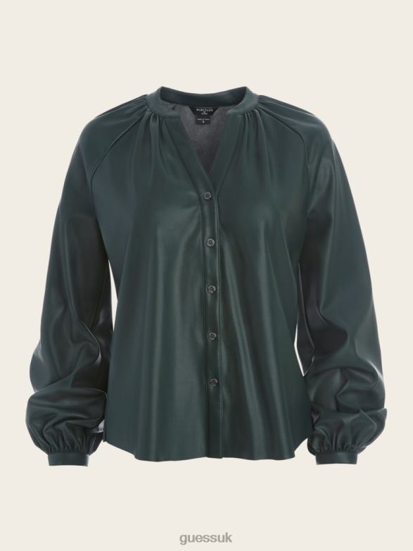 GUESS Women Foxton Blouse Chenille Green Apparel V28V61573