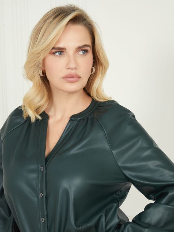 GUESS Women Foxton Blouse Chenille Green Apparel V28V61573