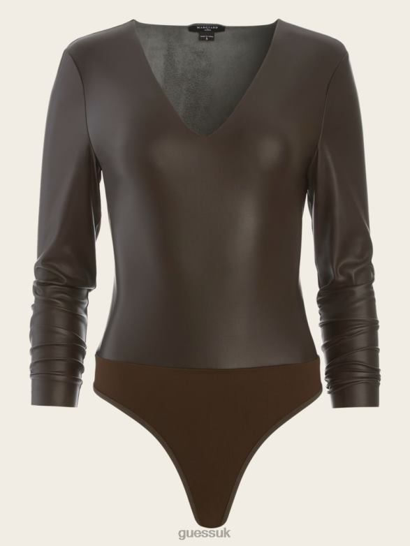 GUESS Women Foxton Bodysuit Dark Roast Apparel V28V61283