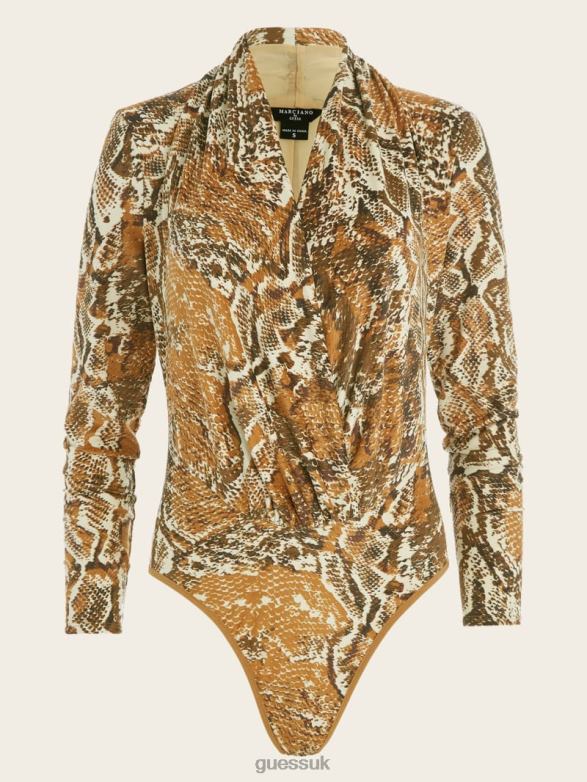 GUESS Women Hudson Snakeskin Printed Bodysuit Secret Skin Print Apparel V28V61476