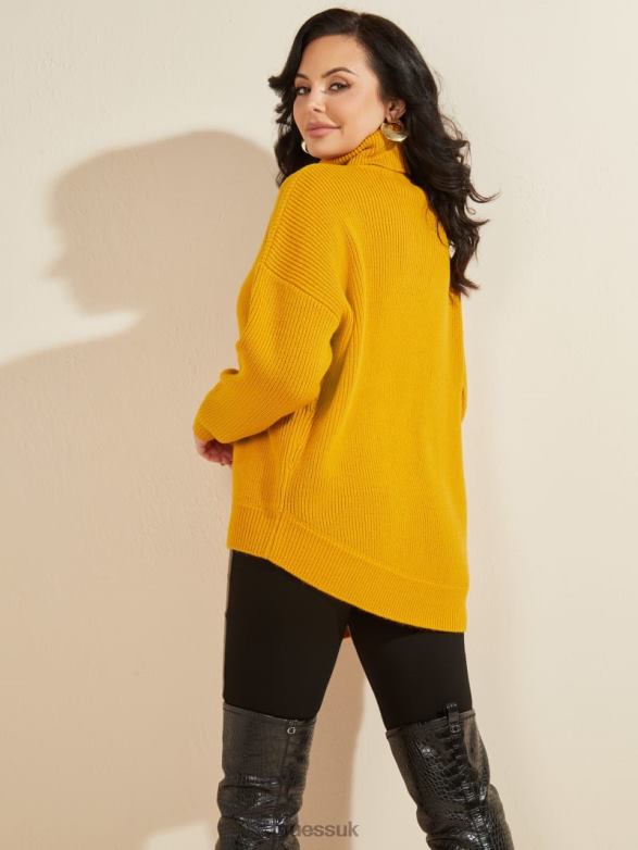 GUESS Women Liam Sweater Tunic Dune Gold Apparel V28V61439