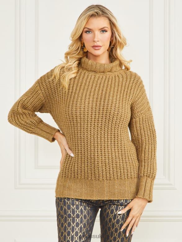 GUESS Women Promise Wool-Blend Sweater Cider Gold Multi Apparel V28V61575