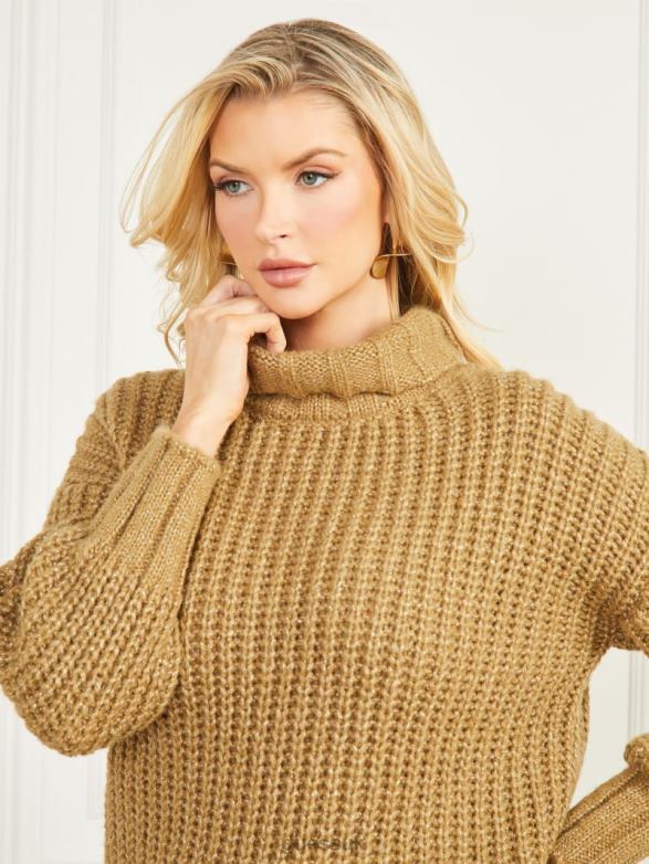 GUESS Women Promise Wool-Blend Sweater Cider Gold Multi Apparel V28V61575