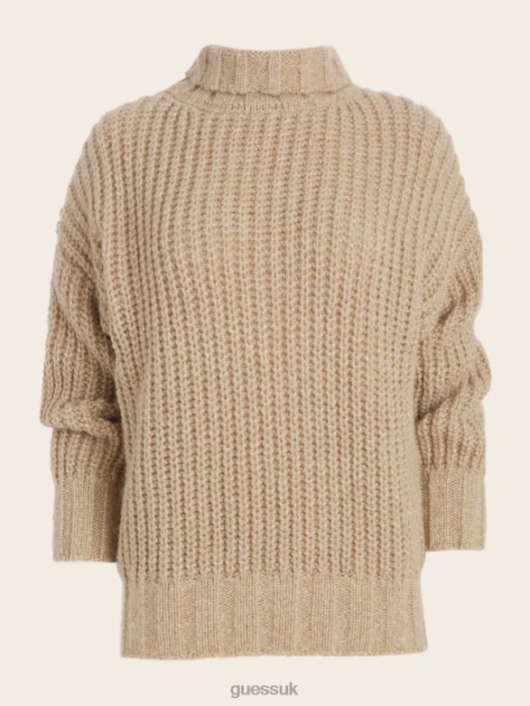 GUESS Women Promise Wool-Blend Sweater Fawn Taupe Multi Apparel V28V61644