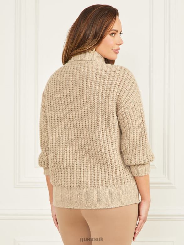 GUESS Women Promise Wool-Blend Sweater Fawn Taupe Multi Apparel V28V61644