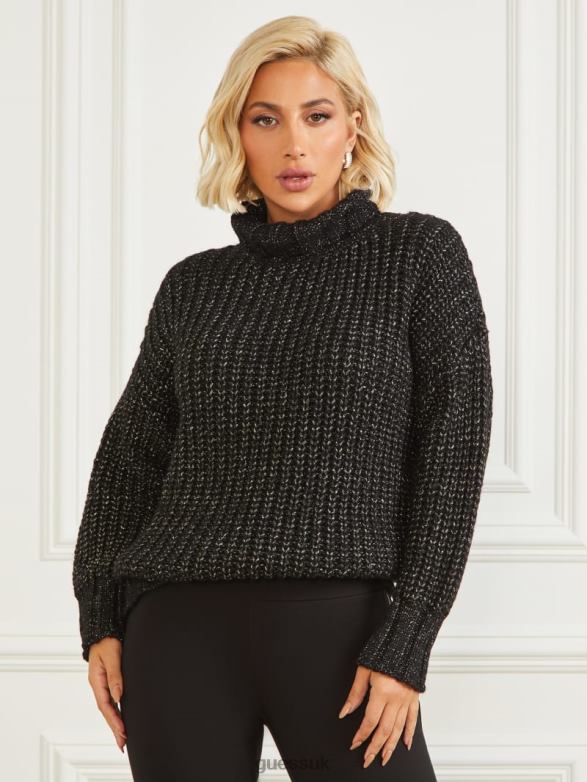 GUESS Women Promise Wool-Blend Sweater Jet Black Multi Apparel V28V61544