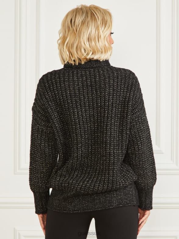 GUESS Women Promise Wool-Blend Sweater Jet Black Multi Apparel V28V61544