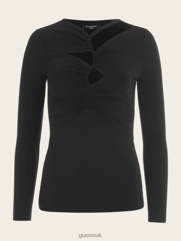GUESS Women Selina Cut Out Top Black Apparel V28V61576
